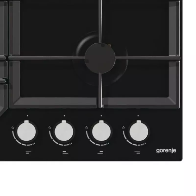 Dujinė kaitlentė Gorenje GT641KB, įmontuojama 60 cm, 4 dujų zonos, grūdintas stiklas, ketaus grotelės, sukamos rankenėlės