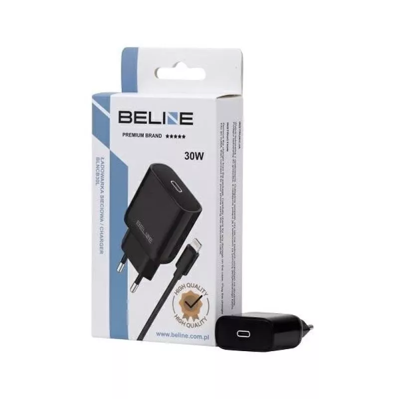 Beline Beli02174 USB-C į Lightning 30W kroviklis su juodu laidu
