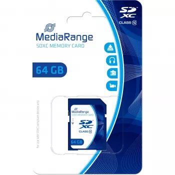 MediaRange SDXC atminties kortelė 64GB Class 10 mėlyna (MR965)