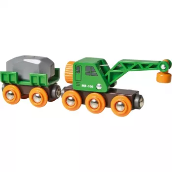 BRIO Clever Crane Wagon Lift and Load juodai žalias