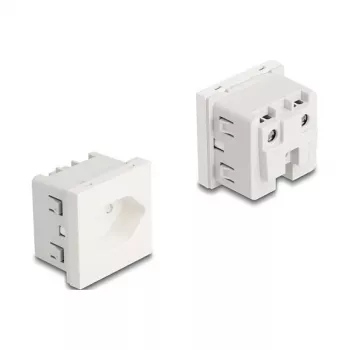 Įžemintas kištukinis lizdas DELOCK Easy 45 T13 Šveicarija 45×45 mm, 250 V / 10 A, baltas