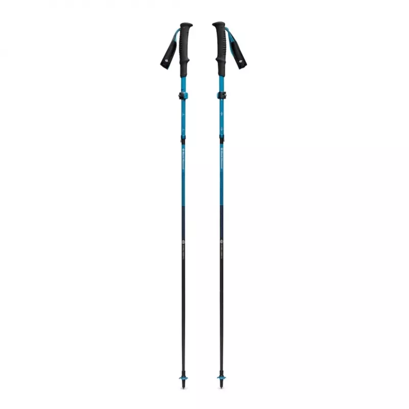 Žygio lazdos Black Diamond Distance Carbon FLZ – sulankstomos anglies pluošto, reguliuojamos 125–140 cm, 3 segmentai, 364 g, 40 cm sulankstytos
