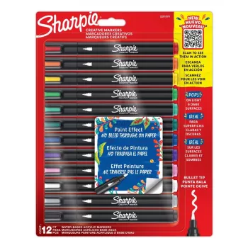 Akriliniai flomasteriai Sharpie Creative Marker 12 vnt. juodi smailiu antgaliu