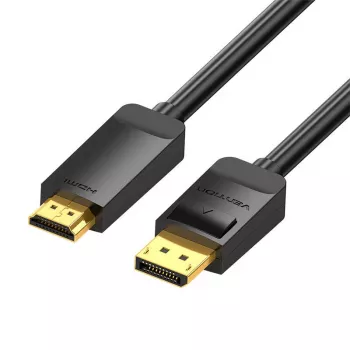 Vientisas DisplayPort į HDMI kabelis Vention HAGBH, 2 m, juodas, 7 mm skersmens