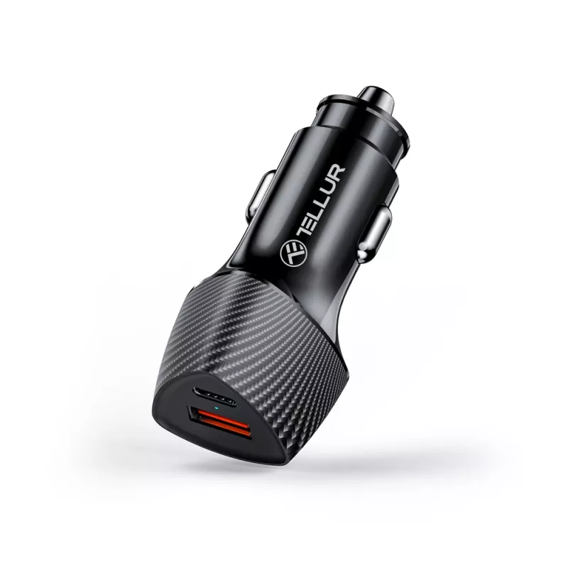 Automobilinis kroviklis Tellur FCC10 38W 6A PD20W QC3.0 – USB-C ir USB-A adapteris automobiliui