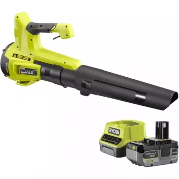 Akumuliatorinis lapų pūstuvas RYOBI ONE+ RY18BLB-140, 18V, 4,0 Ah, žalia/juoda