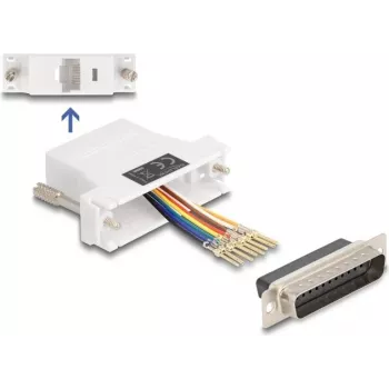 DeLOCK D-Sub 25 pinų moteriškas į RJ45 moterišką surinkimo rinkinys baltas VGA RJ-45