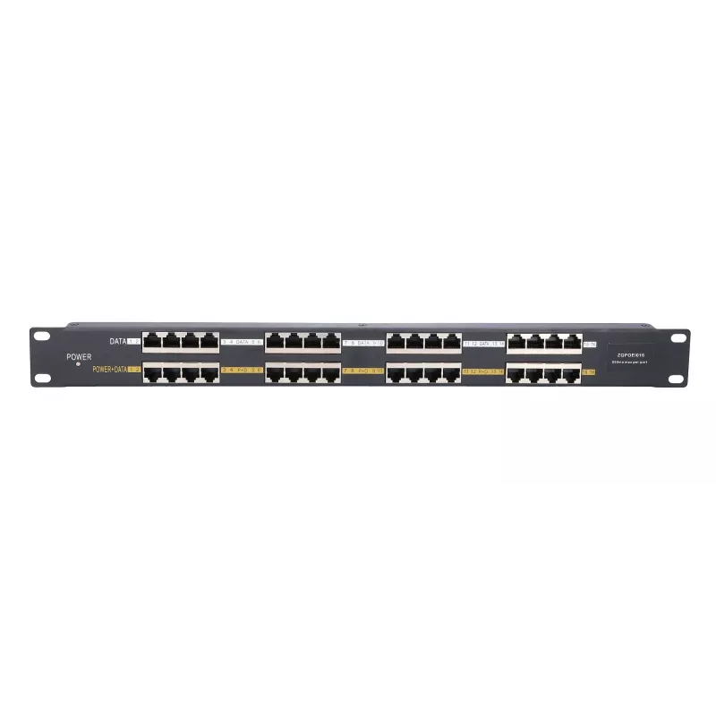 Extralink PoE injektorius 16 prievadų 16x 100Mb/s RJ45, montuojamas į stelažą