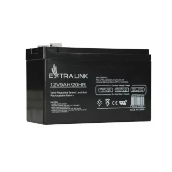 Sandarioji švino rūgšties (VRLA) baterija 12V 9Ah Extralink – AGM, 1 vnt, juoda