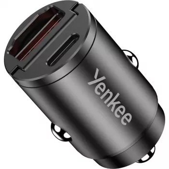 Automobilinis įkroviklis YENKEE CAR 02 Power Delivery 30W su USB-A ir USB-C prievadais