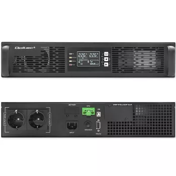 Qoltec 52285 nepertraukiamo maitinimo šaltinis (UPS) Dvigubo keitimo (Online) 1 kVA 1000 W 2 AC lizdai