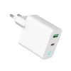 Sieninis įkroviklis GEMBIRD, Universalus, 1× USB Type-C 20W, 1× USB-A 3.0 QC 18W, LED indikatorius, Baltas