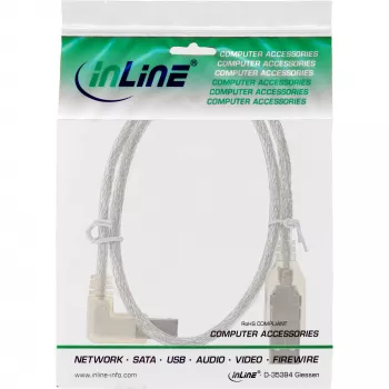 Microconnect USBAB5ANGLED-L USB kabelis USB 2.0 5 m USB A USB B Baltas