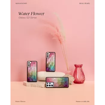 Dėklas Smartphone case iKins, Samsung Galaxy S21+, vandens gėlių raštas, juodas
