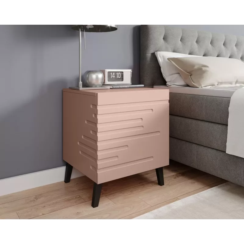 Naktinis staliukas cama meble NOVA 44x40x52 cm matinė rožinė, 1 stalčius, 16 mm korpusas