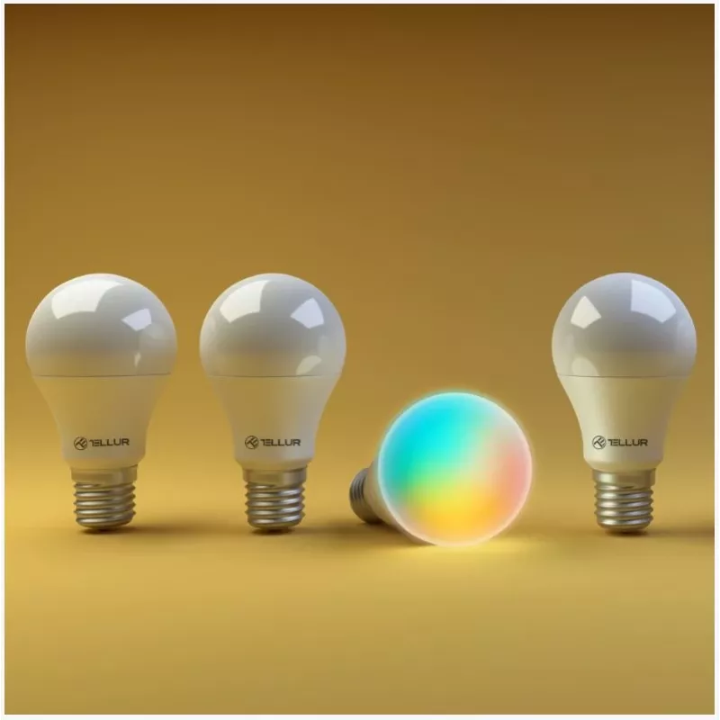 Išmanioji lemputė Tellur E27 RGB Dimmer – Wi‑Fi RGBW E27 išmanioji lemputė su reguliuojamu ryškumu