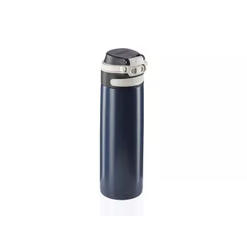 Kelioninis puodelis Leifheit 03275 600 ml nerūdijantis plienas, dvigubos sienelės, sandarus, atverčiamas dangtelis, rankena, juoda/mėlyna