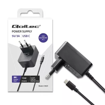 QOLTEC PD greitasis įkroviklis Raspberry Pi 4, USB-C, 15W