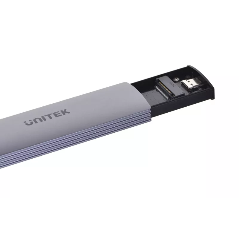 M.2 SSD korpusas Unitek uDrive pilkas – M.2 (2230/2242/2260/2280), NVMe/SATA III, USB-C 10 Gbit/s, aliuminis