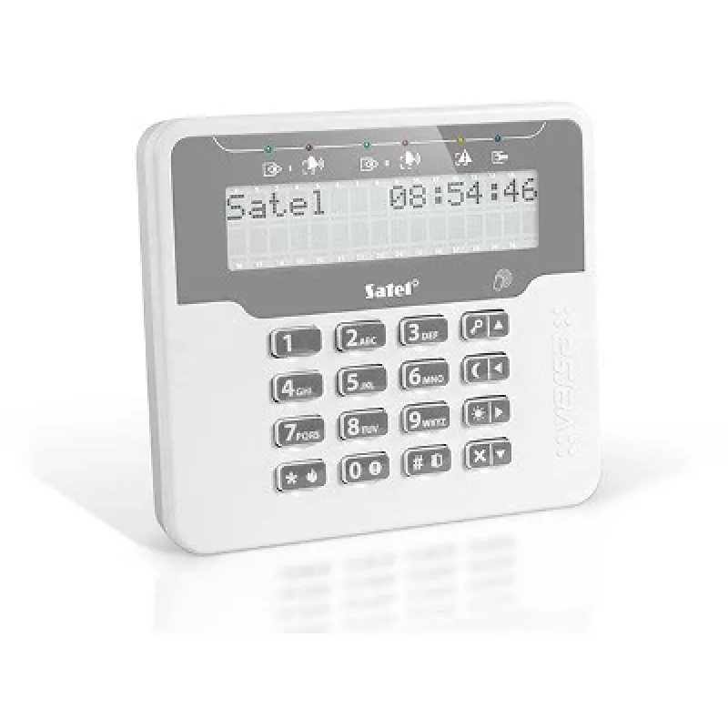 SATEL VERSA-LCDR-WH belaidis RFID skaitytuvas su klaviatūra ir ekranu, montuojamas ant sienos