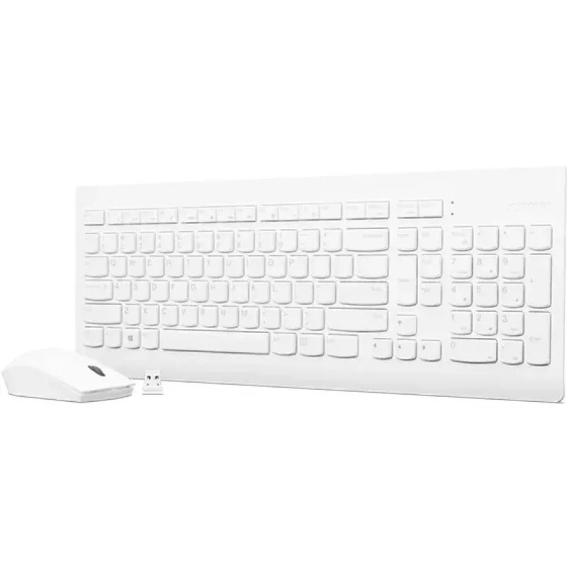 Pilno dydžio mechaninė klaviatūra ir pelė Lenovo GX30W75336 — USB + Bluetooth, QWERTY, balta