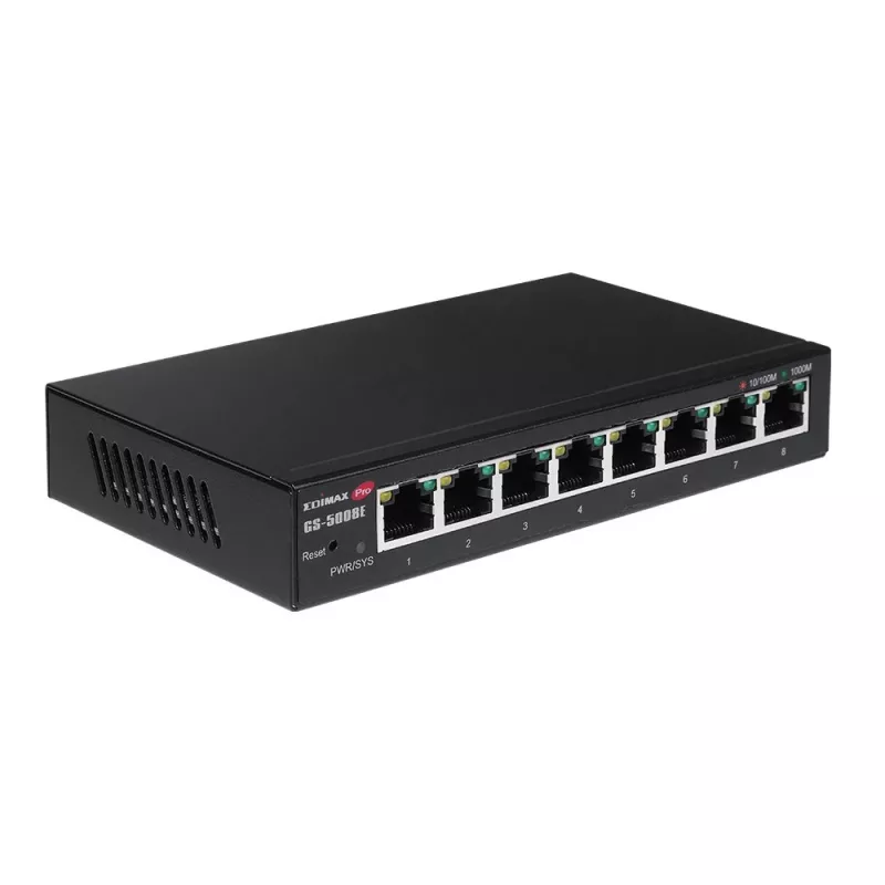Edimax GS-5008E tinklo jungiklis valdomas Gigabit Ethernet (10/100/1000) Juodas