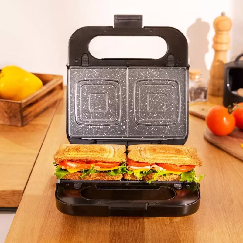 Cecotec sumuštinių keptuvė Rock’nToast 4in1 | 1000 W | 4 plokštės | Juoda