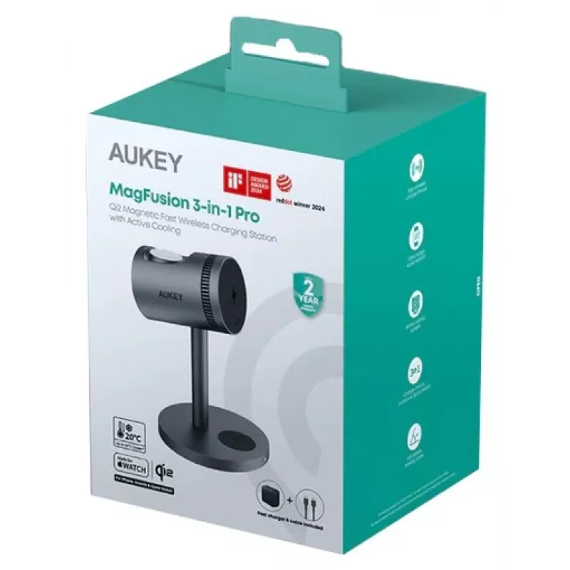 Belaidis 3v1 įkroviklis su aušinimu LC-MC311A 15W Qi2 MagSafe + 30W PD maitinimo adapteris