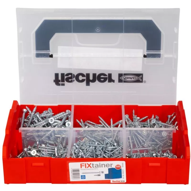 Varžtų rinkinys FISCHER FixTainer PowerFast II, 702 vnt., pilnas sriegis, cinkuoti