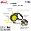 Flexi New NEON atsitraukiamas pavadėlis 5 m - juostinis, mažiems šunims iki 15 kg, juoda/geltona