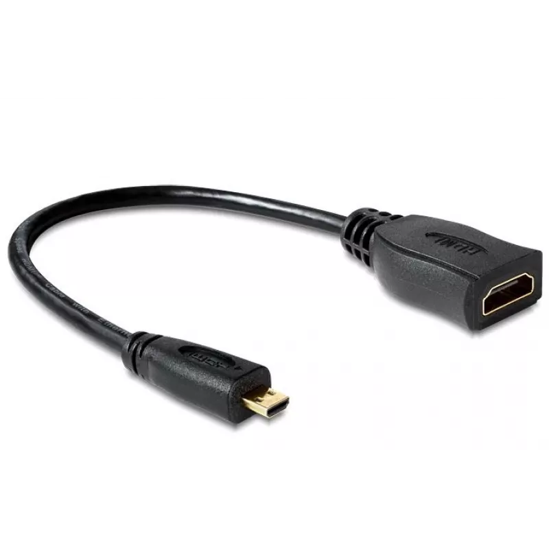 HDMI kabelis DeLOCK 65391 0,23 m, A tipo (standartinis) į D tipo (Micro-HDMI), juodas