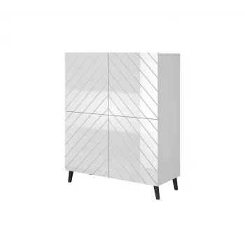 Lentynų sistema cama meble ABETO 100,5 x 40 x 121,5 cm balta/blizganti balta, ant grindų statoma sieninė spintelė