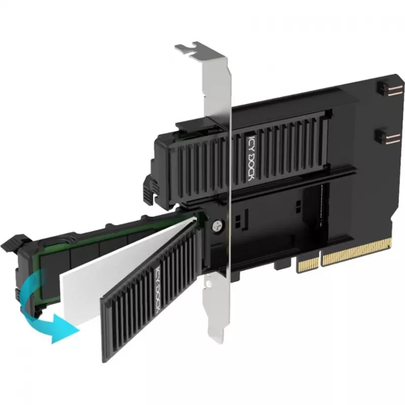 PCIe adapterių kortelė ICY BOX MB312M4P-B – 2× M.2 NVMe į PCIe 4.0 x8 (bifurkacija)