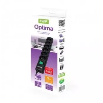 Ever Optima 5m juodas 6 AC lizdai 250 V