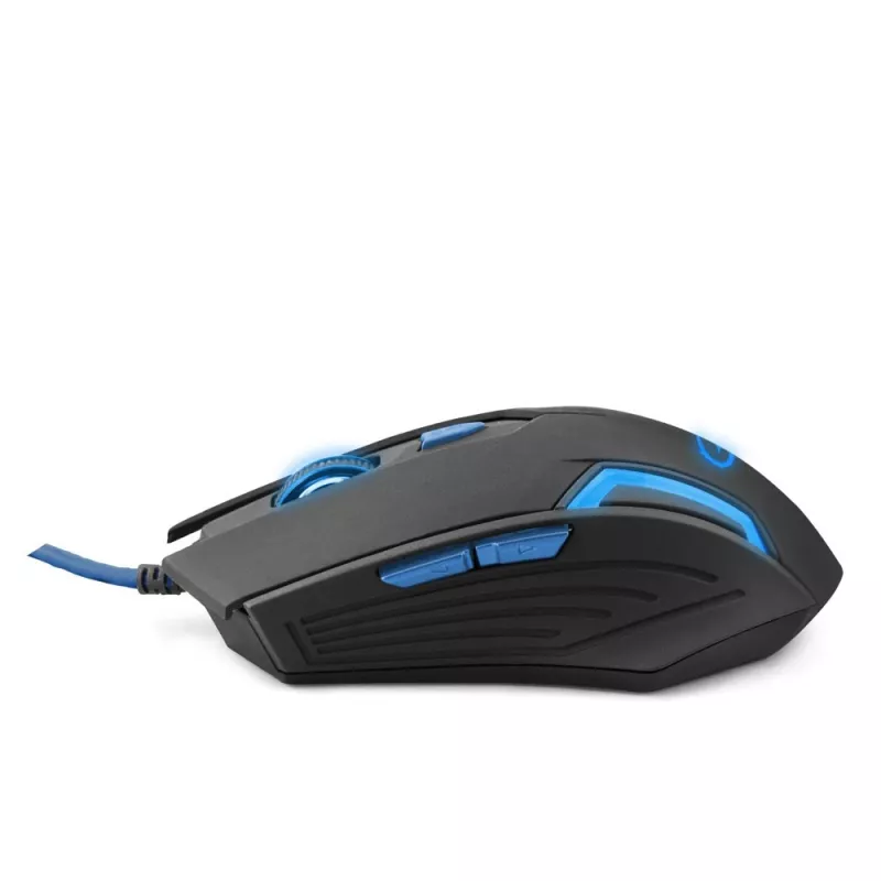 Esperanza MX205 FIGHTER – žaidimų pelė, USB, mėlyna, optinė, 6 mygtukai, juoda