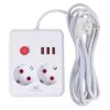 Maitinimo blokas MACLEAN MCE388 W — 2 kištukiniai lizdai, 3×USB, 110–240V, 2500W, 3 m laidas, baltas