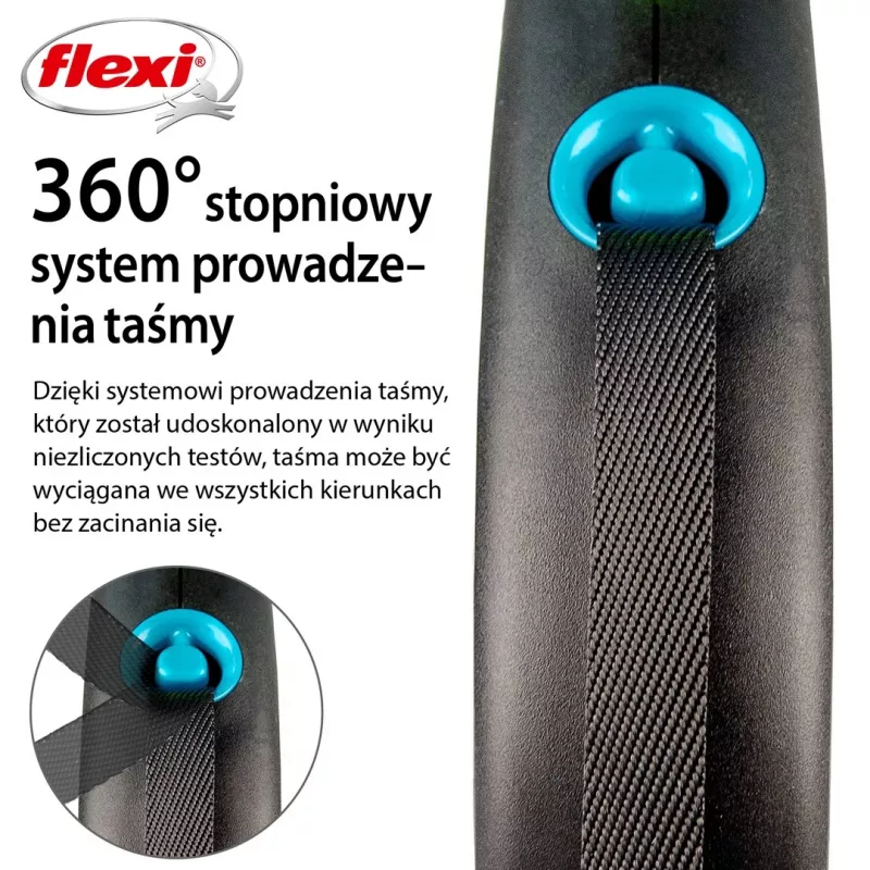 Flexi automatinis pavadėlis Black Design S 5 m, Mėlynas