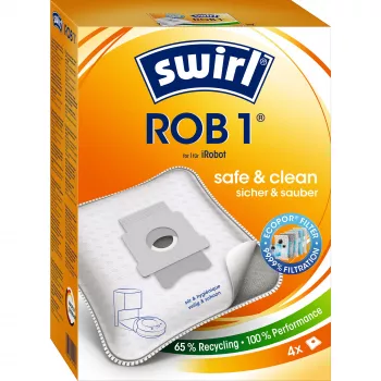 Dulkių maišeliai SWIRL EcoPor ROB1, tinkami įvairiems robotiniams dulkių siurbliams, popieriniai su mikrofiltru, 5 vnt.