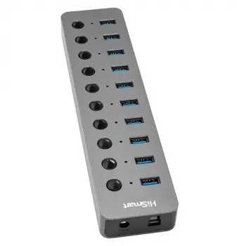 USB 3.0 skirstytuvas su 10 prievadų ir jungikliais