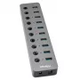 USB 3.0 skirstytuvas su 10 prievadų ir jungikliais