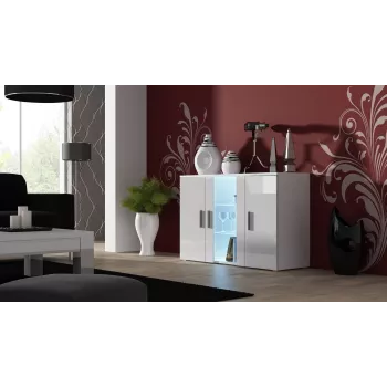 Cama Komoda 120 cm SOHO S7 baltas/baltas blizgus
