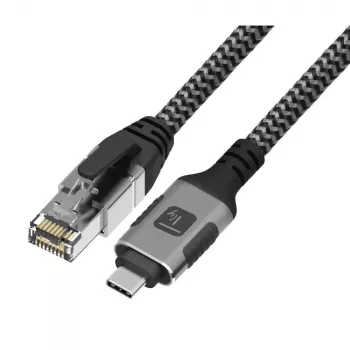 Techly ICOC U3C-RJ45-010 USB-C į Gigabit Ethernet adapterio kabelis, 1 m, juodas/sidabrinis