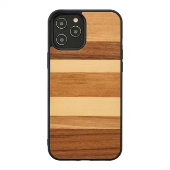 Dėklas iš medžio ir polikarbonato „man and wood“ iPhone 12 Pro Max, juodas smėlis