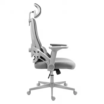 Žaidimų kėdė huzaro Combat 2.7 – ergonominė audeklinė kėdė su tinkliniu atlošu, pilka