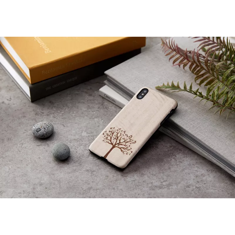 Dėklas iPhone X/XS su obuolmedžio medžiu, juodas