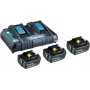 Makita DC18RD – Įkroviklis + 3 akumuliatoriai – Li-Ion – 5 Ah – 2x įkrovimo stotelė