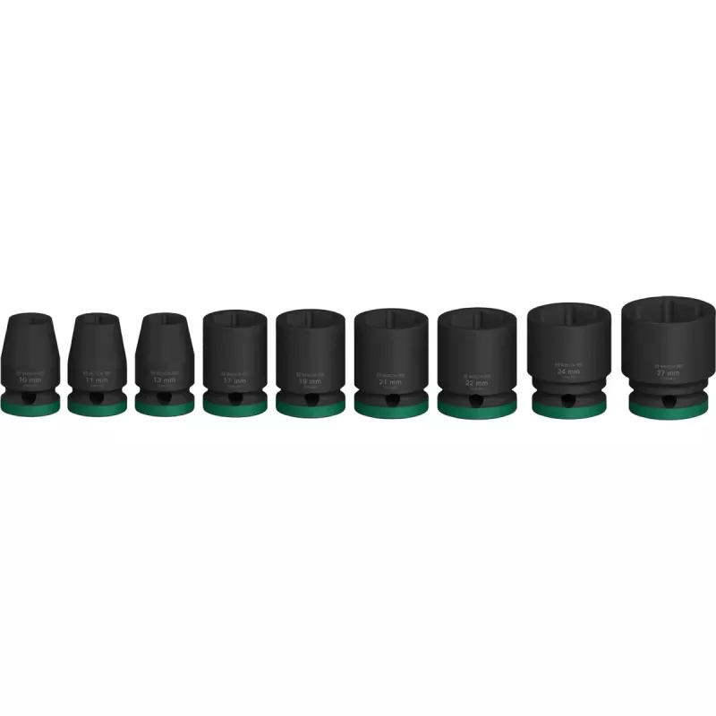 Impulsinių lizdų rinkinys Bosch Powertools PRO 1/2 colio 9 dalių, juodas