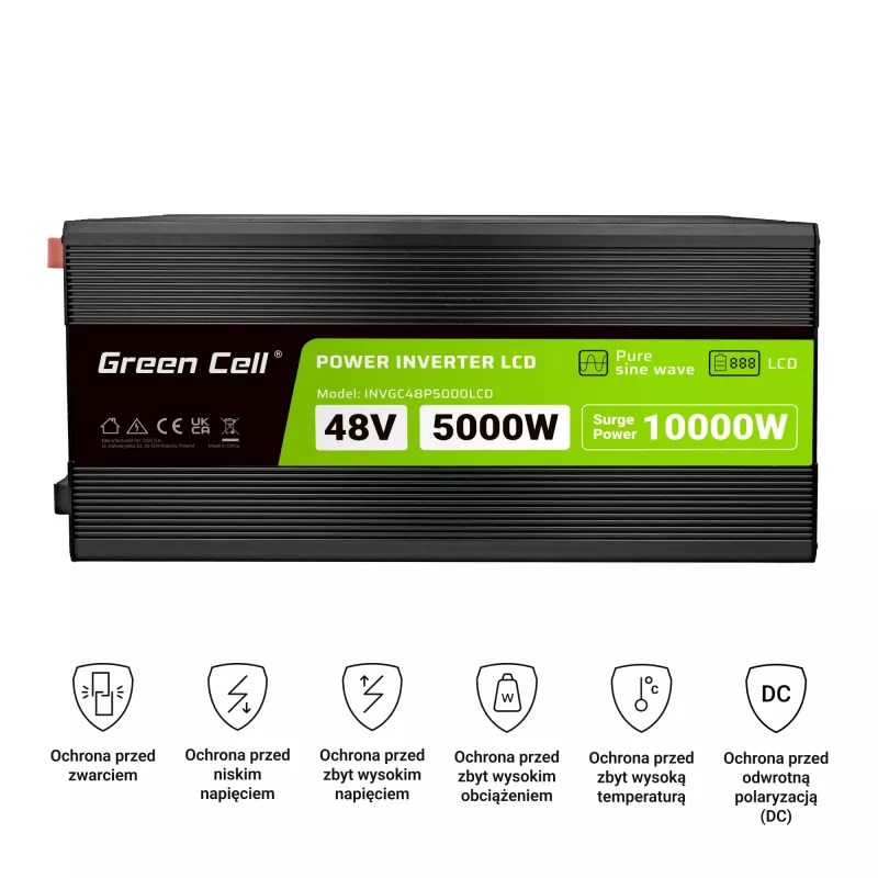 LCD keitiklis 48V 5000W/10000W gryno sinuso su ekranu