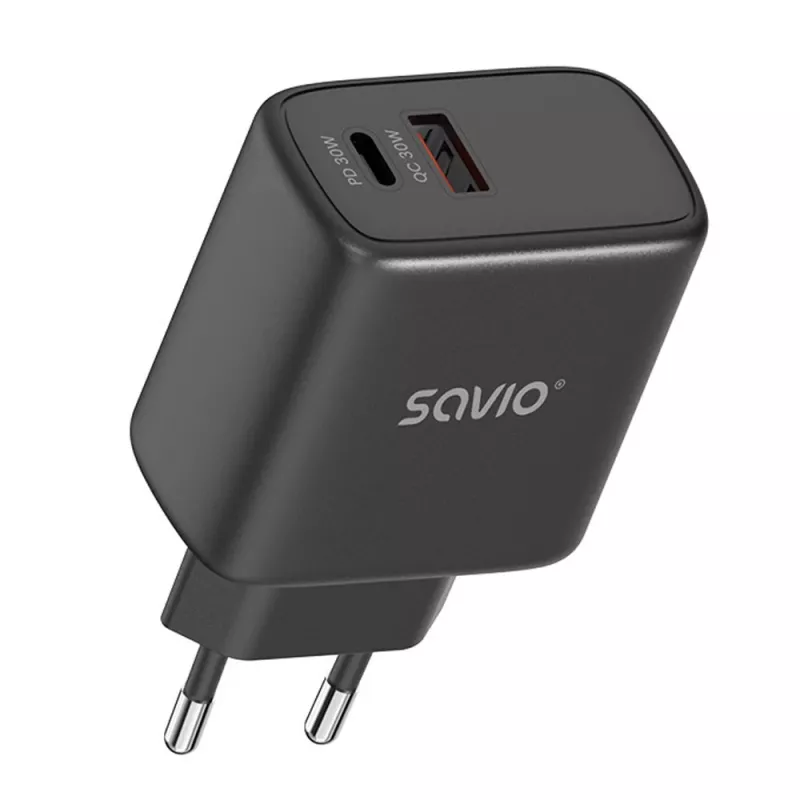 SAVIO LA-06/B USB-C 30W Power Delivery 1xUSB-C juodas