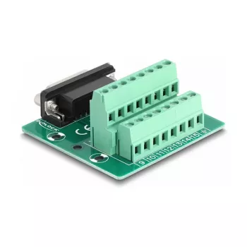 DeLOCK D-Sub 15 pin moteriškas į gnybtų bloką DIN bėgiui 58mm x 61mm x 30mm